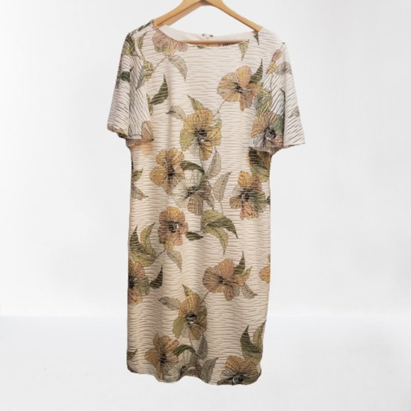 KASPER, Floral-Print Flutter-Sleeve Sheath Dress, Size 14 - Picture 6 of 14